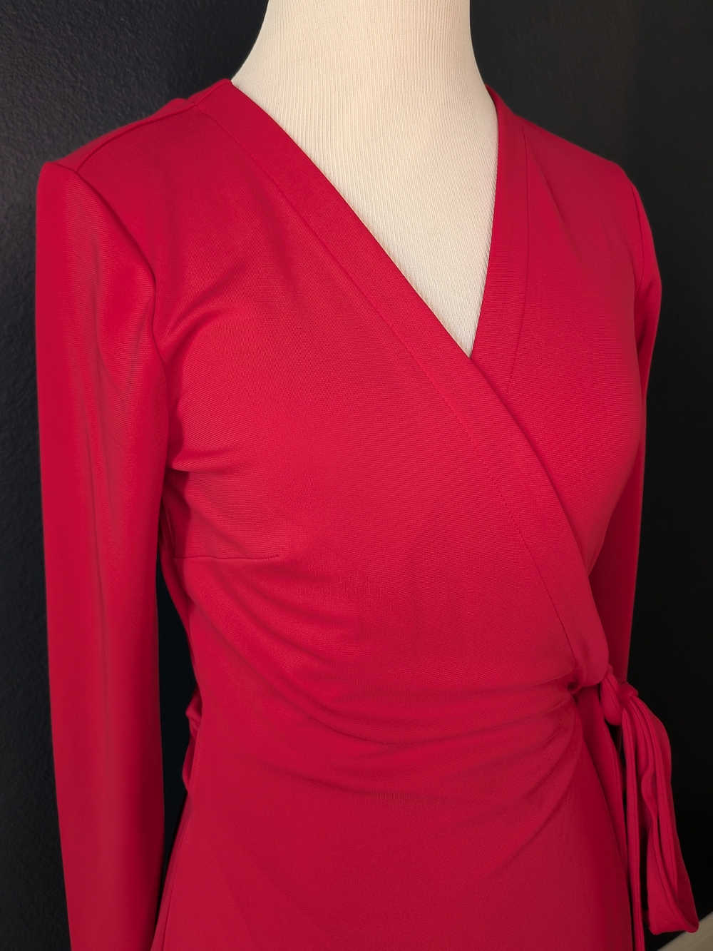 Ann Taylor Red Wrap Midi Dress - Women's Elegant V-Neck